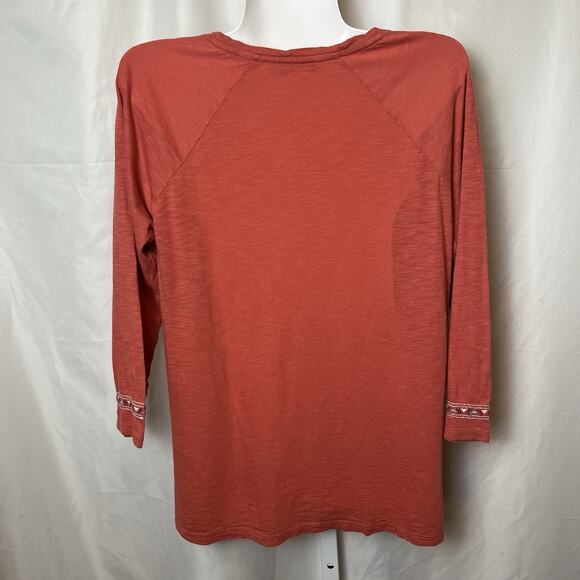 Orvis Women’s Tunic Top Burnt Orange Embroidered S Cotton Modal Boho Folk Fall - Picture 5 of 5